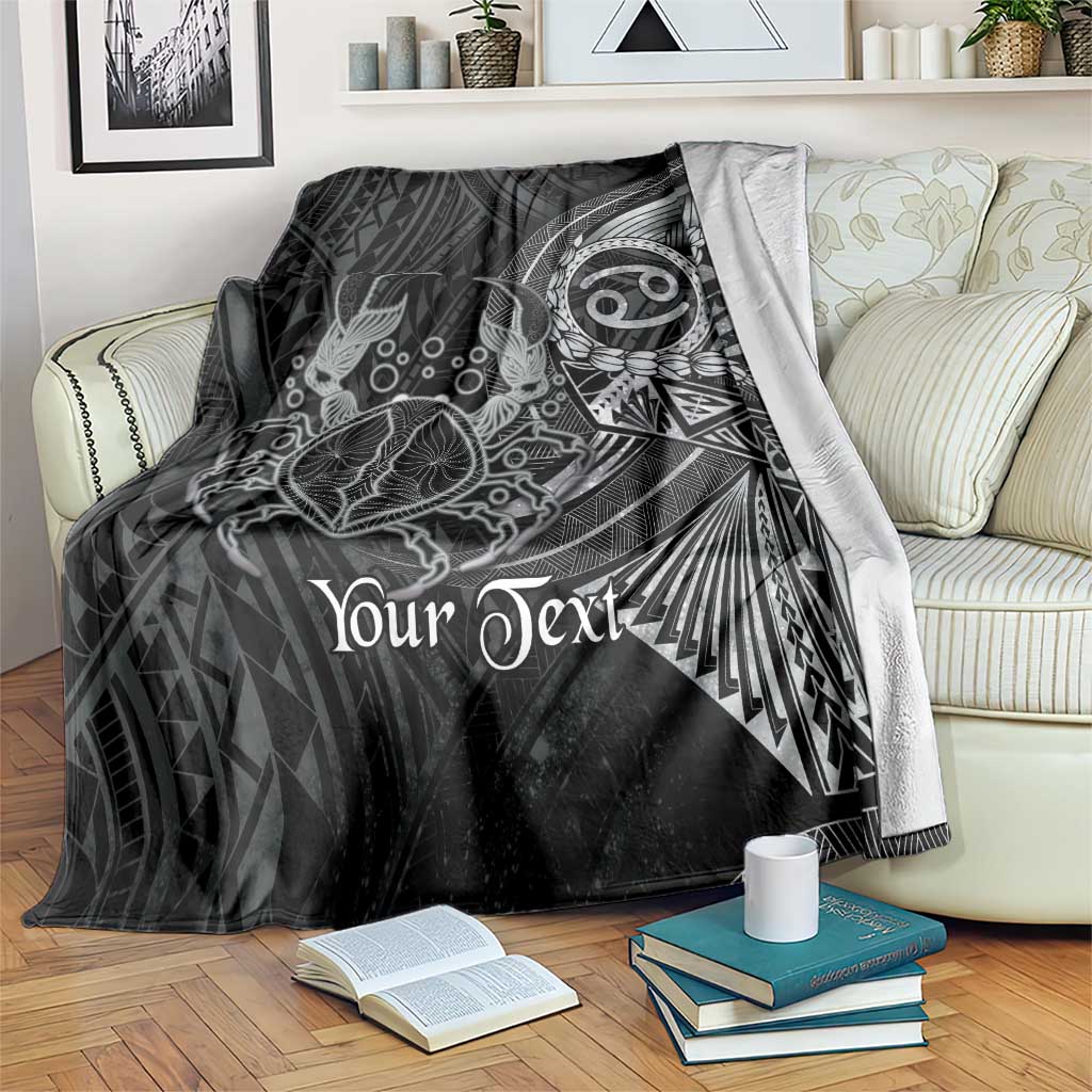 Personalised Polynesia Zodiac Cancer Blanket Galaxy Polynesian Pattern Chest Tattoo Style LT14 Black - Polynesian Pride