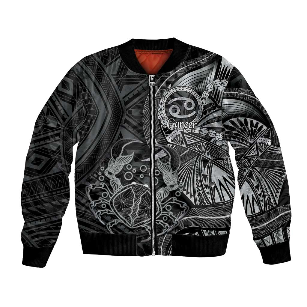 Personalised Polynesia Zodiac Cancer Bomber Jacket Galaxy Polynesian Pattern Chest Tattoo Style LT14 Unisex Black - Polynesian Pride