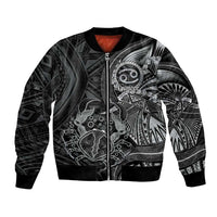 Personalised Polynesia Zodiac Cancer Bomber Jacket Galaxy Polynesian Pattern Chest Tattoo Style LT14 Unisex Black - Polynesian Pride