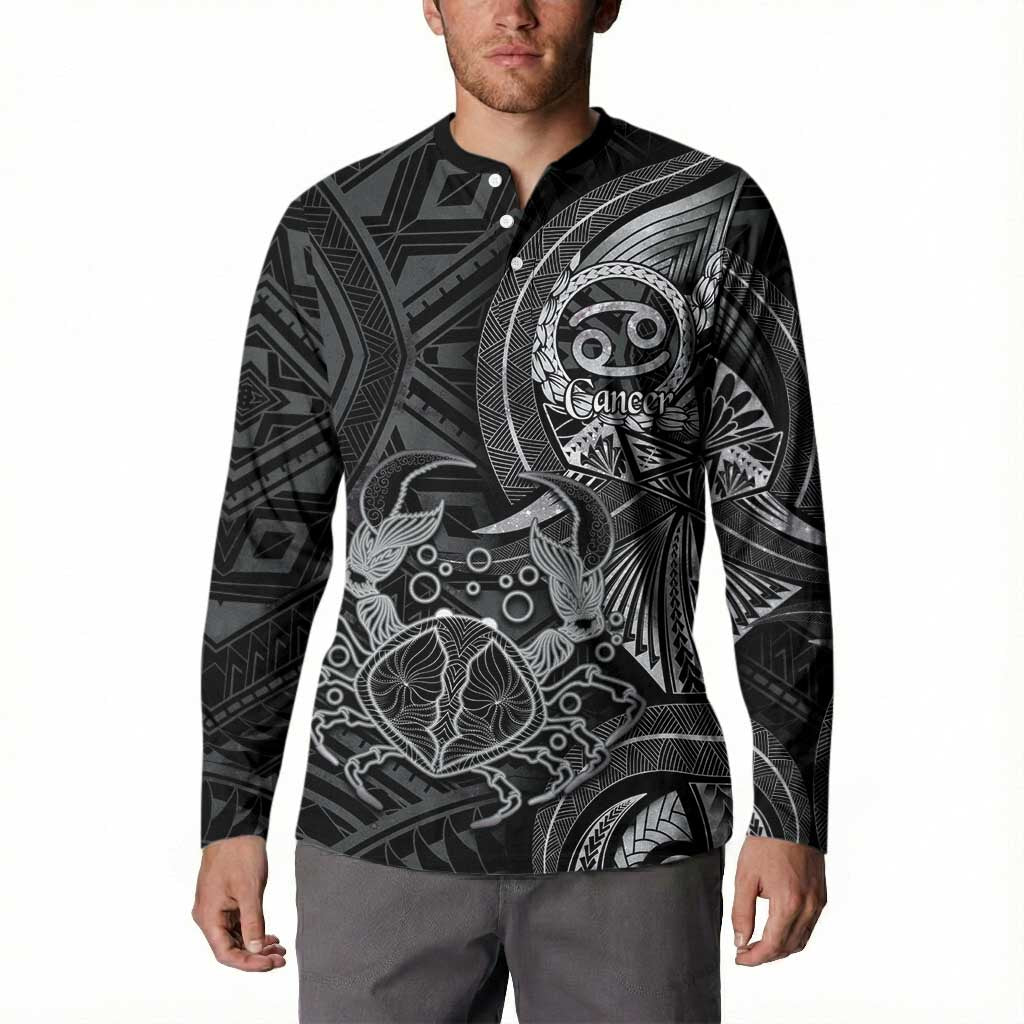 Personalised Polynesia Zodiac Cancer Button Sweatshirt Galaxy Polynesian Pattern Chest Tattoo Style LT14 - Polynesian Pride