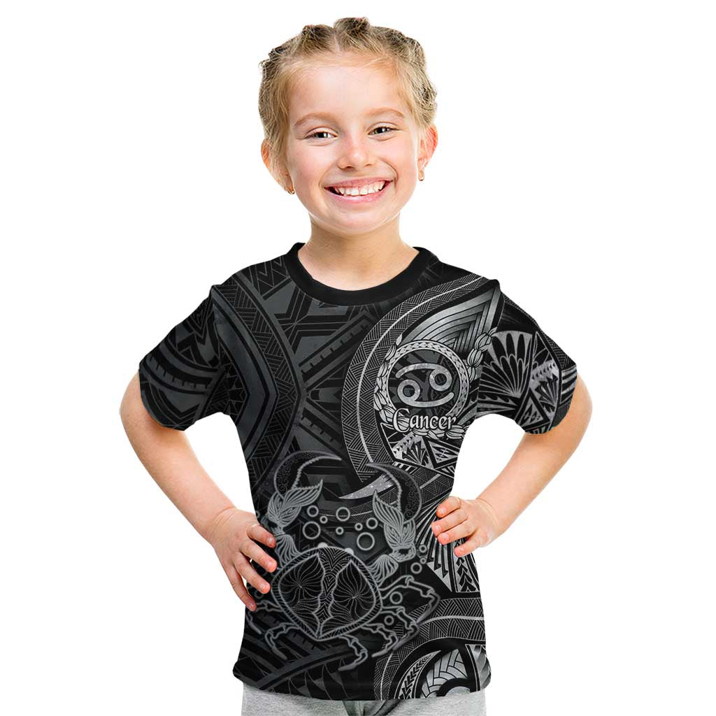 Personalised Polynesia Zodiac Cancer Kid T Shirt Galaxy Polynesian Pattern Chest Tattoo Style LT14 Black - Polynesian Pride