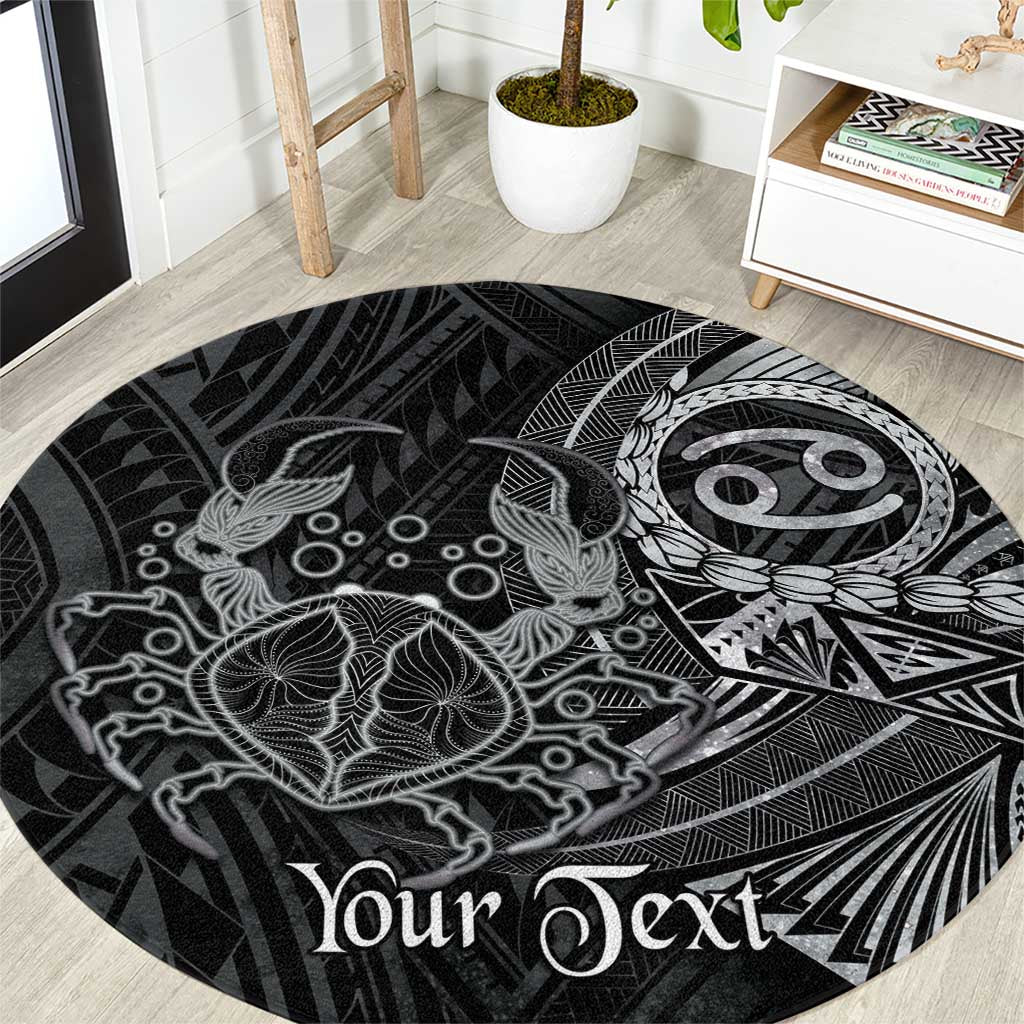 Personalised Polynesia Zodiac Cancer Round Carpet Galaxy Polynesian Pattern Chest Tattoo Style LT14 Black - Polynesian Pride