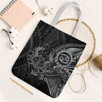 Personalised Polynesia Zodiac Cancer Tote Bag Galaxy Polynesian Pattern Chest Tattoo Style LT14 White Strap One Size Black - Polynesian Pride