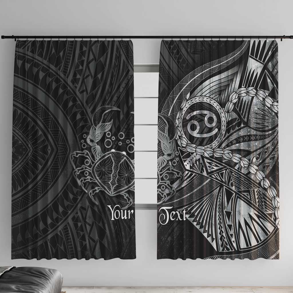 Personalised Polynesia Zodiac Cancer Window Curtain Galaxy Polynesian Pattern Chest Tattoo Style LT14 With Hooks Black - Polynesian Pride