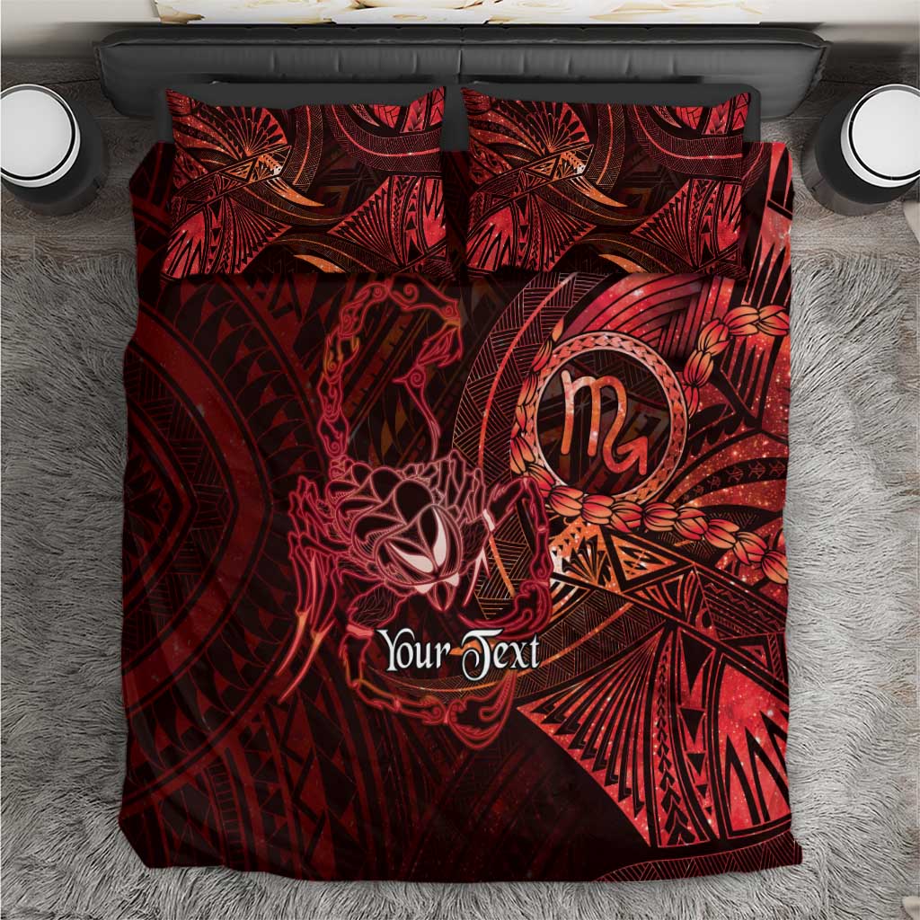 Personalised Polynesia Zodiac Scorpio Bedding Set Galaxy Polynesian Pattern Chest Tattoo Style LT14 Red - Polynesian Pride