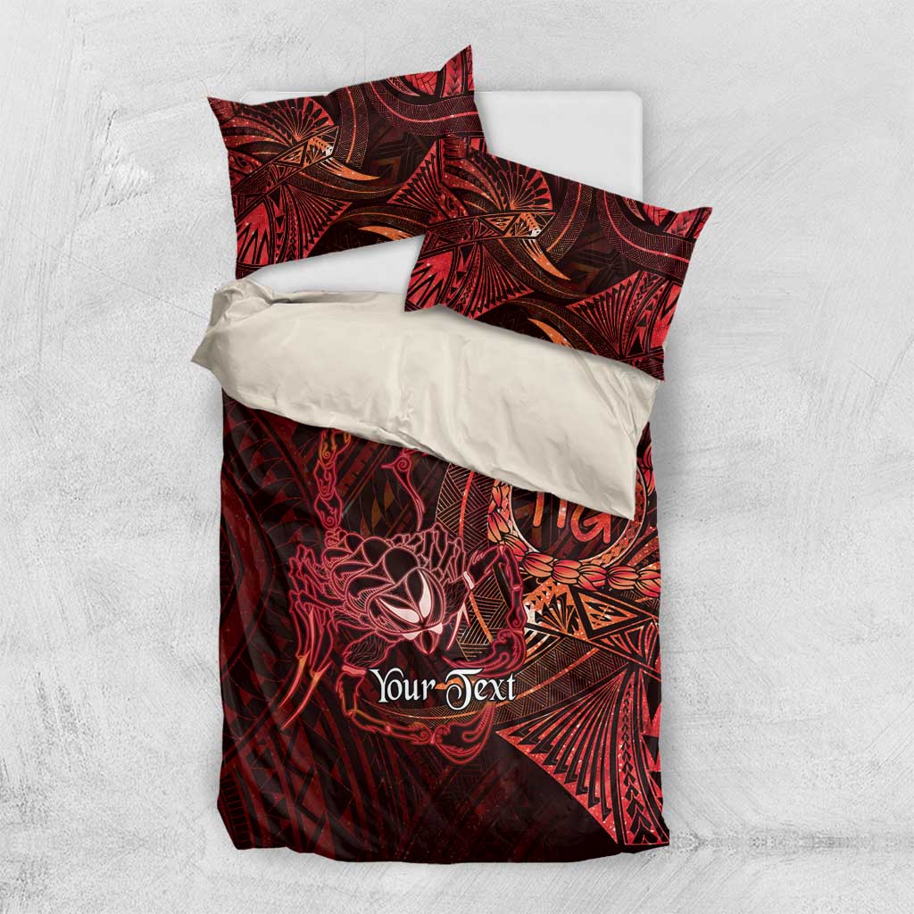 Personalised Polynesia Zodiac Scorpio Bedding Set Galaxy Polynesian Pattern Chest Tattoo Style LT14 US Twin 172cm x 218cm Red - Polynesian Pride