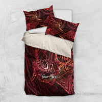 Personalised Polynesia Zodiac Scorpio Bedding Set Galaxy Polynesian Pattern Chest Tattoo Style LT14 US Twin 172cm x 218cm Red - Polynesian Pride