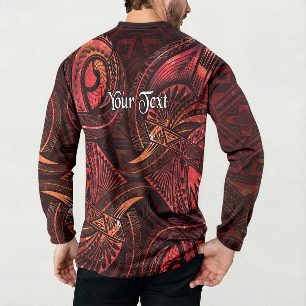 Personalised Polynesia Zodiac Scorpio Button Sweatshirt Galaxy Polynesian Pattern Chest Tattoo Style LT14 - Polynesian Pride