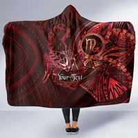 Personalised Polynesia Zodiac Scorpio Hooded Blanket Galaxy Polynesian Pattern Chest Tattoo Style LT14 One Size Red - Polynesian Pride
