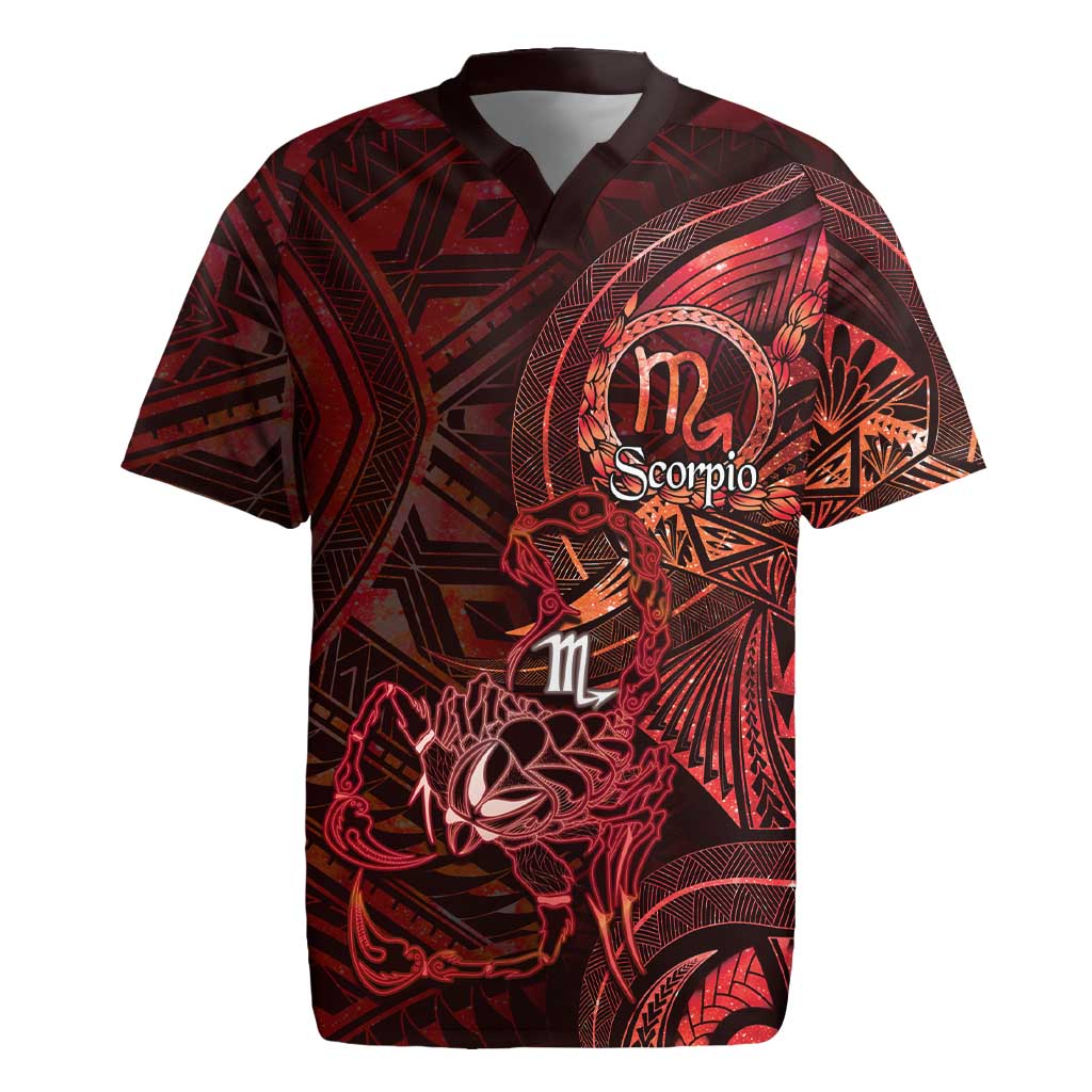 Personalised Polynesia Zodiac Scorpio Rugby Jersey Galaxy Polynesian Pattern Chest Tattoo Style LT14 Red - Polynesian Pride