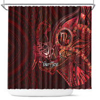 Personalised Polynesia Zodiac Scorpio Shower Curtain Galaxy Polynesian Pattern Chest Tattoo Style LT14 Red - Polynesian Pride