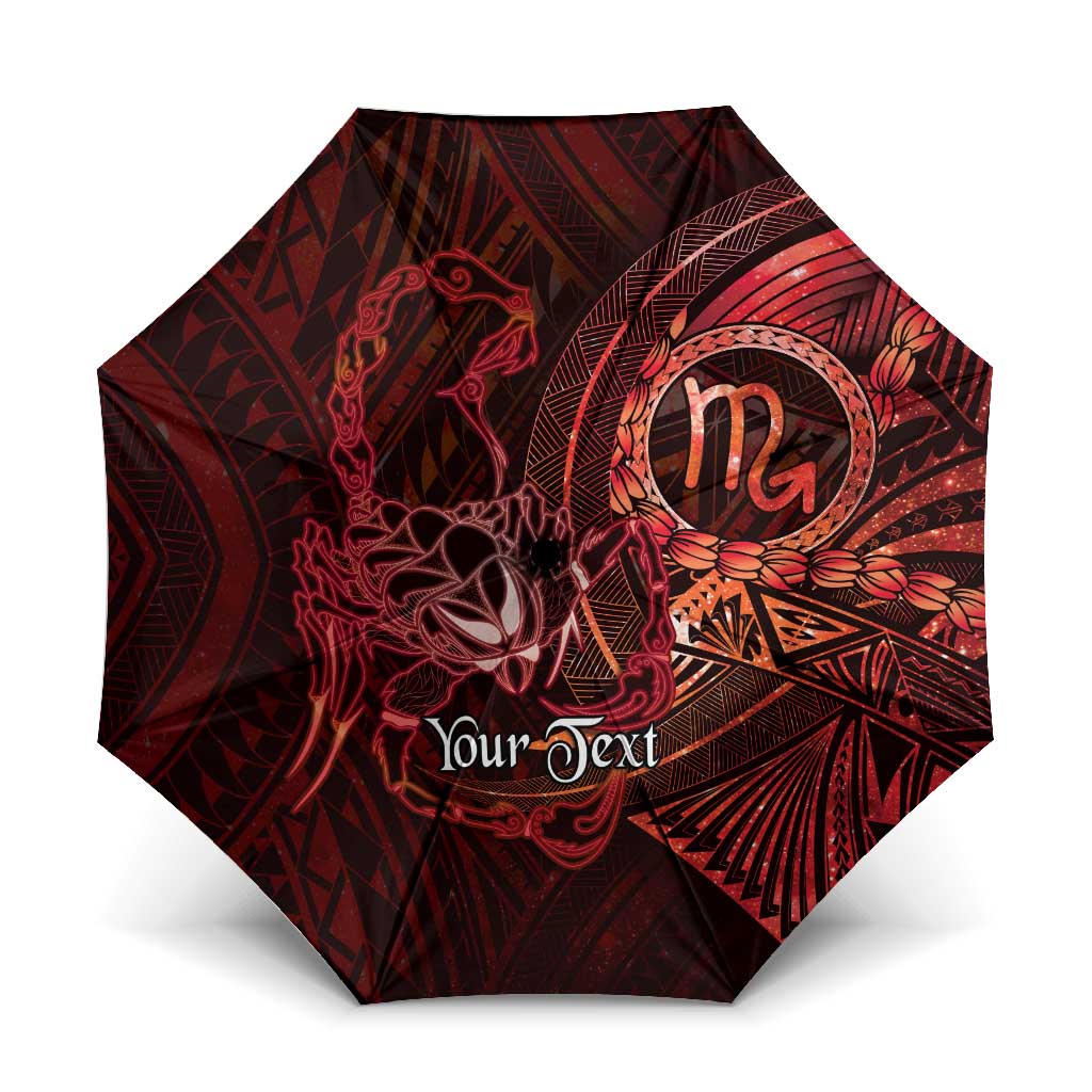 Personalised Polynesia Zodiac Scorpio Umbrella Galaxy Polynesian Pattern Chest Tattoo Style LT14 One Size Folded 11.42 inch Opened Diameter 37.4 inch Red - Polynesian Pride