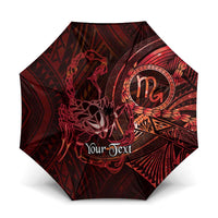 Personalised Polynesia Zodiac Scorpio Umbrella Galaxy Polynesian Pattern Chest Tattoo Style LT14 One Size Folded 11.42 inch Opened Diameter 37.4 inch Red - Polynesian Pride