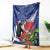 New Zealand Christmas In July Blanket Fiordland Penguin With Pohutukawa Flower