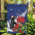 New Zealand Christmas In July Garden Flag Fiordland Penguin With Pohutukawa Flower