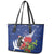 New Zealand Christmas In July Leather Tote Bag Fiordland Penguin With Pohutukawa Flower