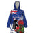 New Zealand Christmas In July Wearable Blanket Hoodie Fiordland Penguin With Pohutukawa Flower