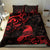 New Zealand Tui Bird Bedding Set Aotearoa Maori Pattern - Red