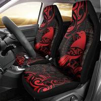 New Zealand Tui Bird Car Seat Cover Aotearoa Maori Pattern - Red LT14 - Polynesian Pride
