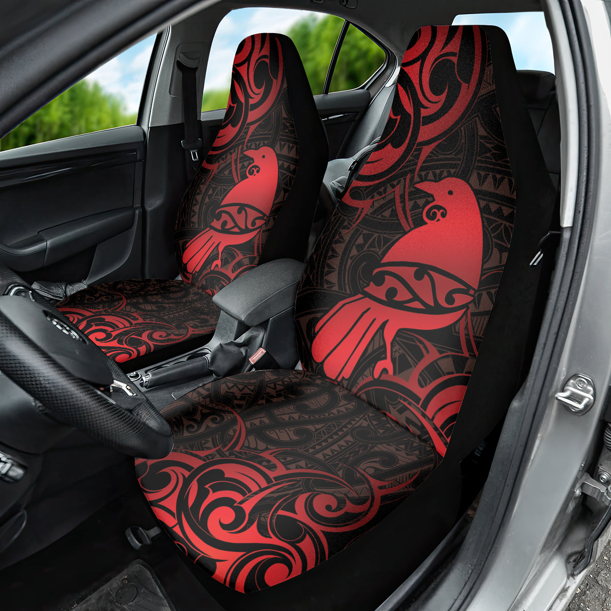 New Zealand Tui Bird Car Seat Cover Aotearoa Maori Pattern - Red LT14 - Polynesian Pride