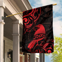 New Zealand Tui Bird Garden Flag Aotearoa Maori Pattern - Red LT14 House Flag Red - Polynesian Pride