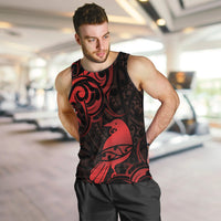 New Zealand Tui Bird Men Tank Top Aotearoa Maori Pattern - Red LT14 Red - Polynesian Pride