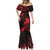 New Zealand Tui Bird Mermaid Dress Aotearoa Maori Pattern - Red