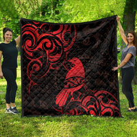 New Zealand Tui Bird Quilt Aotearoa Maori Pattern - Red LT14 - Polynesian Pride