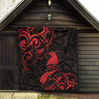 New Zealand Tui Bird Quilt Aotearoa Maori Pattern - Red LT14 - Polynesian Pride