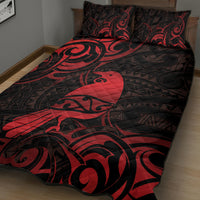 New Zealand Tui Bird Quilt Bed Set Aotearoa Maori Pattern - Red LT14 - Polynesian Pride