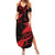 New Zealand Tui Bird Summer Maxi Dress Aotearoa Maori Pattern - Red