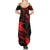 New Zealand Tui Bird Summer Maxi Dress Aotearoa Maori Pattern - Red