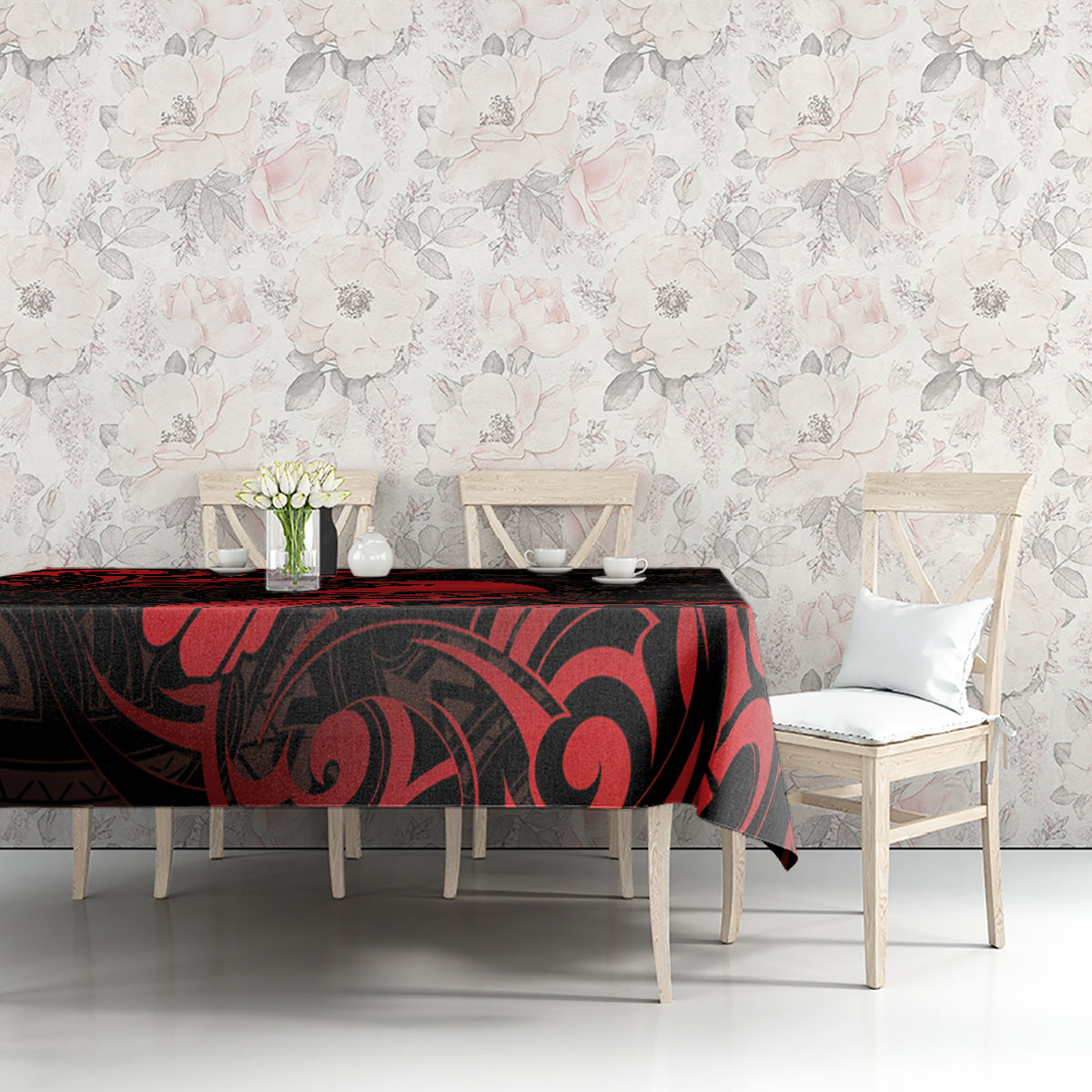 New Zealand Tui Bird Tablecloth Aotearoa Maori Pattern - Red LT14 - Polynesian Pride
