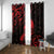 New Zealand Tui Bird Window Curtain Aotearoa Maori Pattern - Red