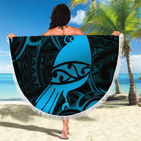 New Zealand Tui Bird Beach Blanket Aotearoa Maori Pattern - Blue LT14 - Polynesian Pride