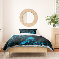 New Zealand Tui Bird Bedding Set Aotearoa Maori Pattern - Blue LT14 - Polynesian Pride