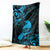 New Zealand Tui Bird Blanket Aotearoa Maori Pattern - Blue