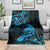 New Zealand Tui Bird Blanket Aotearoa Maori Pattern - Blue