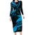 New Zealand Tui Bird Family Matching Long Sleeve Bodycon Dress and Hawaiian Shirt Aotearoa Maori Pattern - Blue