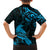 New Zealand Tui Bird Family Matching Off The Shoulder Long Sleeve Dress and Hawaiian Shirt Aotearoa Maori Pattern - Blue