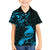 New Zealand Tui Bird Family Matching Off The Shoulder Long Sleeve Dress and Hawaiian Shirt Aotearoa Maori Pattern - Blue