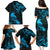 New Zealand Tui Bird Family Matching Puletasi and Hawaiian Shirt Aotearoa Maori Pattern - Blue