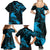 New Zealand Tui Bird Family Matching Summer Maxi Dress and Hawaiian Shirt Aotearoa Maori Pattern - Blue