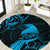 New Zealand Tui Bird Round Carpet Aotearoa Maori Pattern - Blue