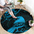 New Zealand Tui Bird Round Carpet Aotearoa Maori Pattern - Blue