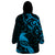 New Zealand Tui Bird Wearable Blanket Hoodie Aotearoa Maori Pattern - Blue