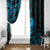 New Zealand Tui Bird Window Curtain Aotearoa Maori Pattern - Blue