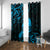 New Zealand Tui Bird Window Curtain Aotearoa Maori Pattern - Blue