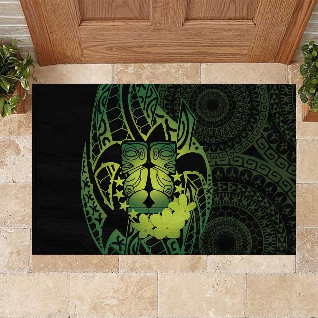 Kia Orana Kuki Airani Rubber Doormat Cook Islands Tangaroa God Tatau Green LT14 Green - Polynesian Pride