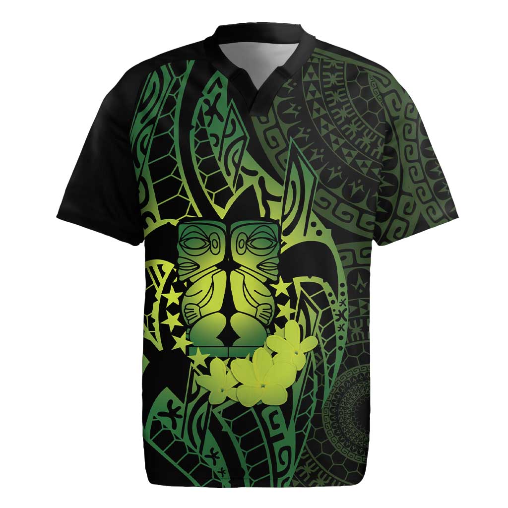 Kia Orana Kuki Airani Rugby Jersey Cook Islands Tangaroa God Tatau Green LT14 Green - Polynesian Pride